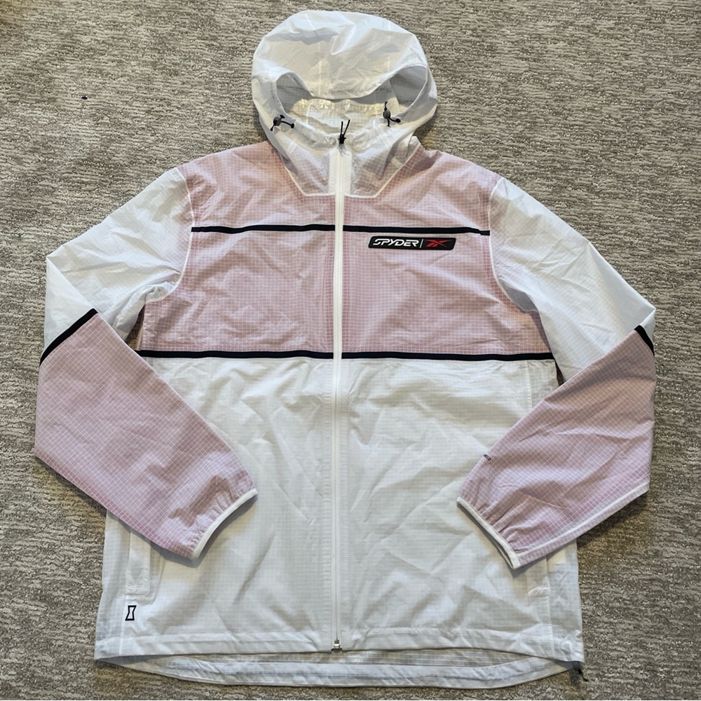 Spyder x Rebook Full Zip Jacket Mens XL White Specter Shell Collab Ski Limited